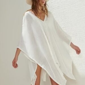 World Market Women's Floral Embroidered Fringe Detail Texture 100% Cotton Kimono